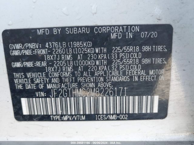 JF2GTHMC2M8226171 Subaru Crosstrek Limited