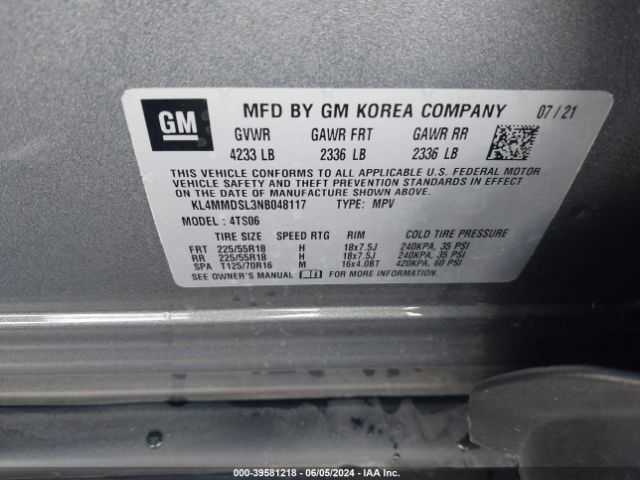 KL4MMDSL3NB048117 Buick Encore Gx Fwd Select