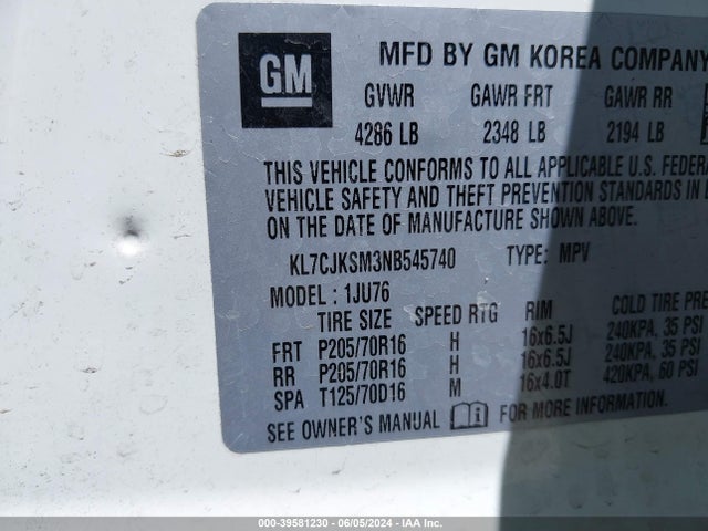 Chevrolet Trax Fwd Ls 2022 KL7CJKSM3NB545740 Image 9