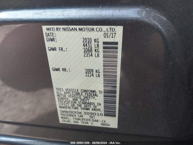 Nissan LEAF S 2017 1N4BZ0CP2HC309010 Image 9