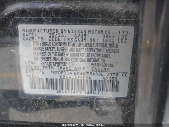Nissan SENTRA SV 2015 3N1AB7AP9FY321605 Image 9
