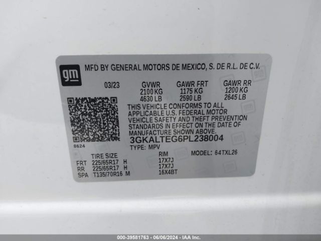3GKALTEG6PL238004 GMC Terrain Awd Sle