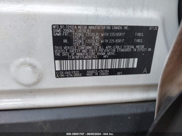 Toyota RAV4 LE 2020 2T3K1RFV1LW090143 Image 9