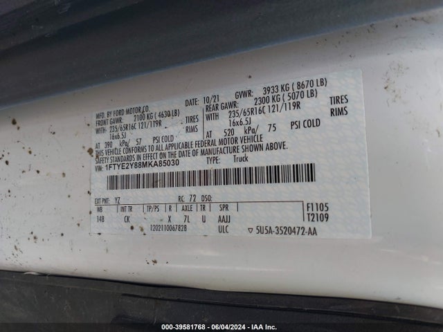 Ford Transit-150 2021 1FTYE2Y88MKA85030 Image 9