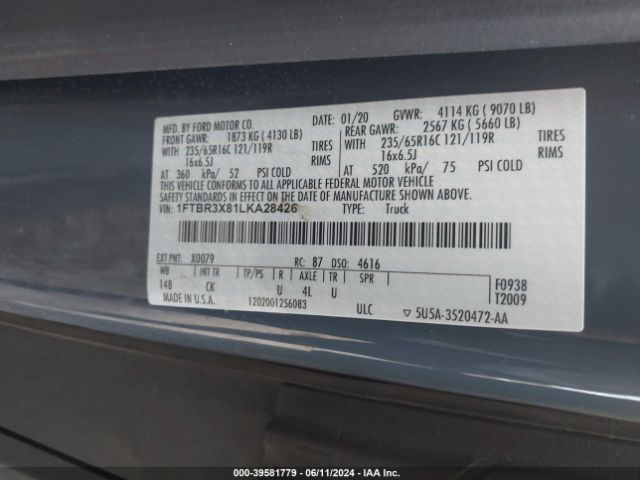1FTBR3X81LKA28426 Ford Transit-250 Cargo Van