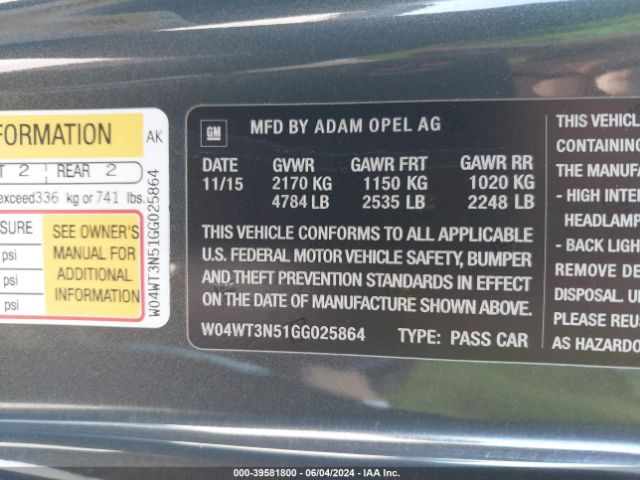 W04WT3N51GG025864 Buick Cascada Premium