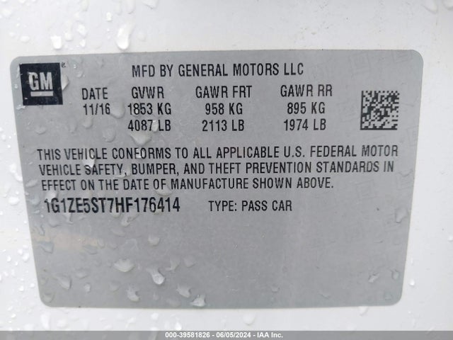 Chevrolet MALIBU 1LT 2017 1G1ZE5ST7HF176414 Image 9