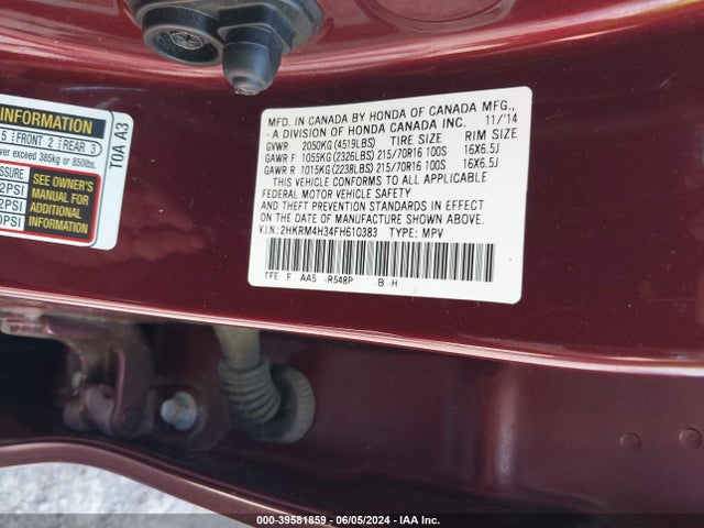Honda CR-V LX 2015 2HKRM4H34FH610383 Image 9