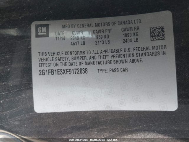 2G1FB1E3XF9172038 Chevrolet Camaro 2ls