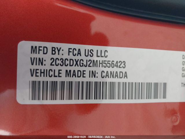 2C3CDXGJ2MH556423 Dodge Charger Scat Pack Rwd