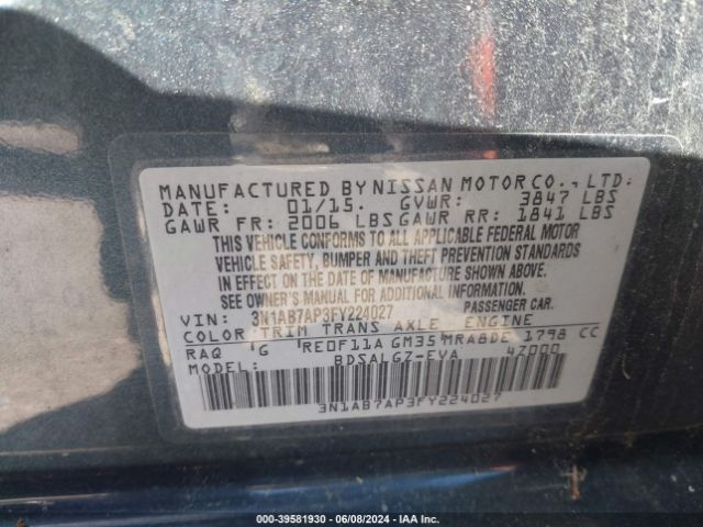 3N1AB7AP3FY224027 Nissan SENTRA SL