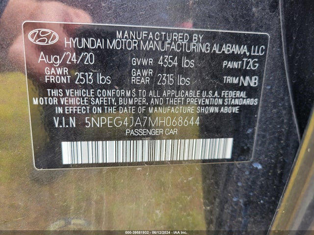 Hyundai Sonata 2021 5NPEG4JA7MH068644 Image 9