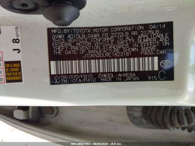 JTDKN3DU9E1823181 Toyota Prius Two
