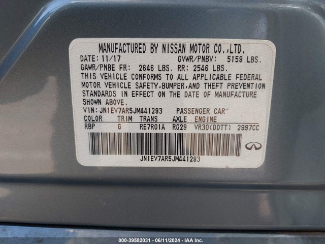 JN1EV7AR5JM441293 Infiniti Q50 3.0t Luxe