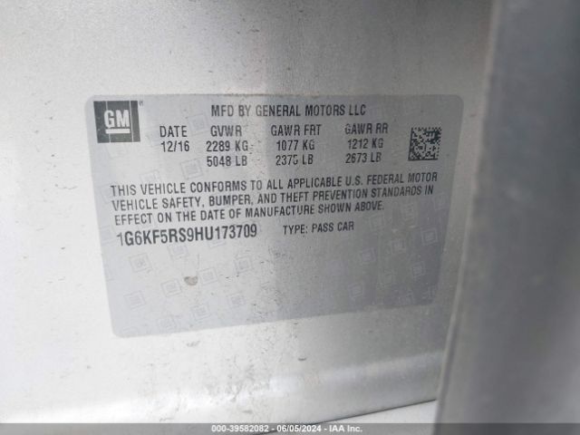 1G6KF5RS9HU173709 Cadillac Ct6 Premium Luxury