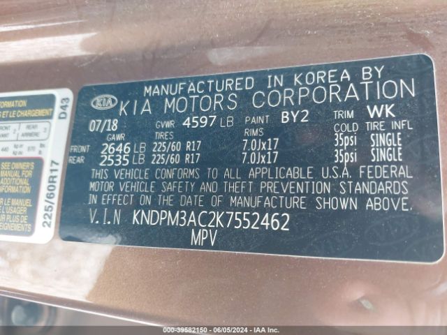 KNDPM3AC2K7552462 KIA Sportage Lx