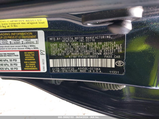 Toyota CAMRY SE 2016 4T1BF1FK5GU196053 Image 9
