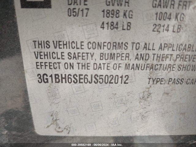 Chevrolet Cruze Lt Auto 2018 3G1BH6SE6JS502012 Image 9