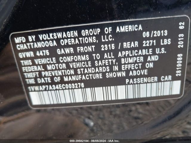 1VWAP7A34EC003276 Volkswagen Passat 2.5l S