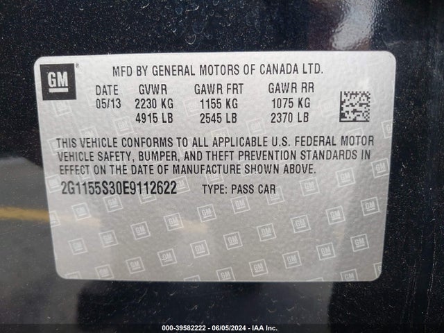 Chevrolet IMPALA 2LZ 2014 2G1155S30E9112622 Image 9