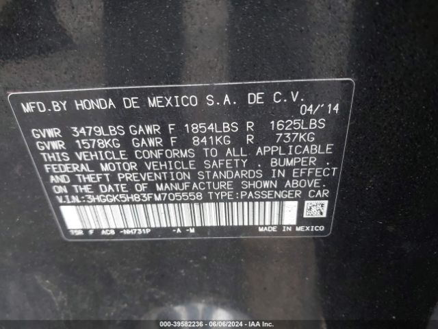 3HGGK5H83FM705558 Honda Fit Ex/ex-l