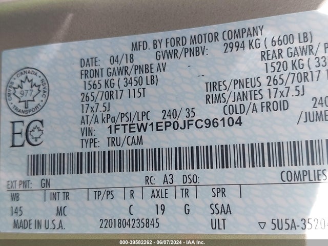 Ford F-150 Xlt 2018 1FTEW1EP0JFC96104 Image 9