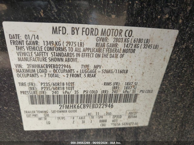 Ford FLEX SEL 2014 2FMHK6C89EBD22946 Image 9