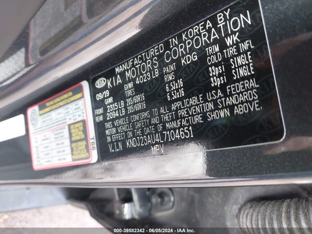 KIA SOUL LX 2020 KNDJ23AU4L7104651 Image 9
