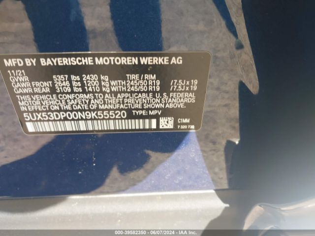 5UX53DP00N9K55520 BMW X3 Xdrive30i