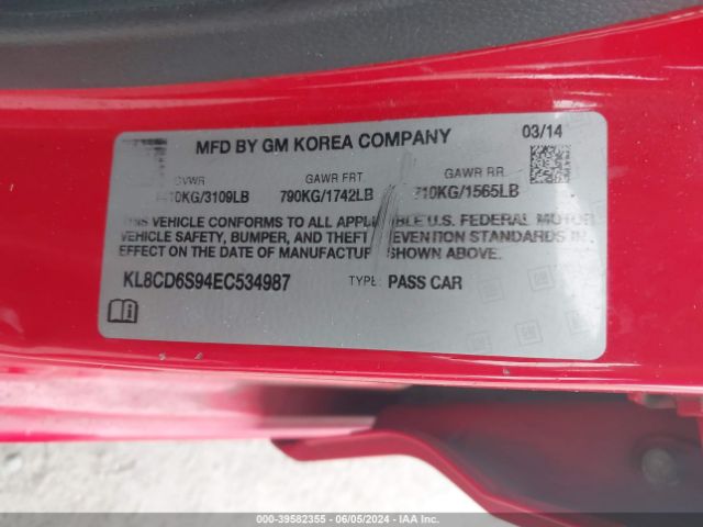 KL8CD6S94EC534987 Chevrolet Spark 1lt Auto