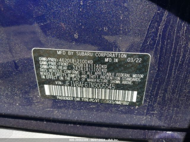 JF1VBAF67N9005545 Subaru Wrx Premium