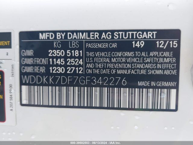 WDDKK7DF7GF342276 Mercedes-Benz E 550
