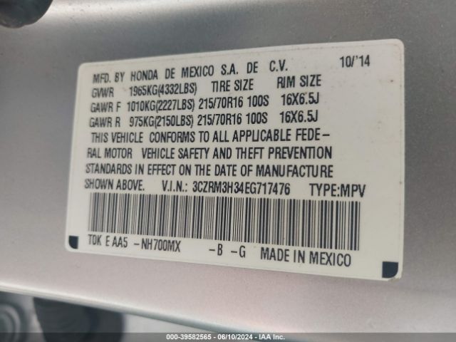 3CZRM3H34EG717476 Honda CR-V LX