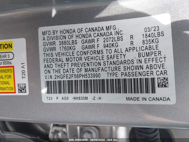 Honda Civic Sport 2023 2HGFE2F56PH533990 Image 9