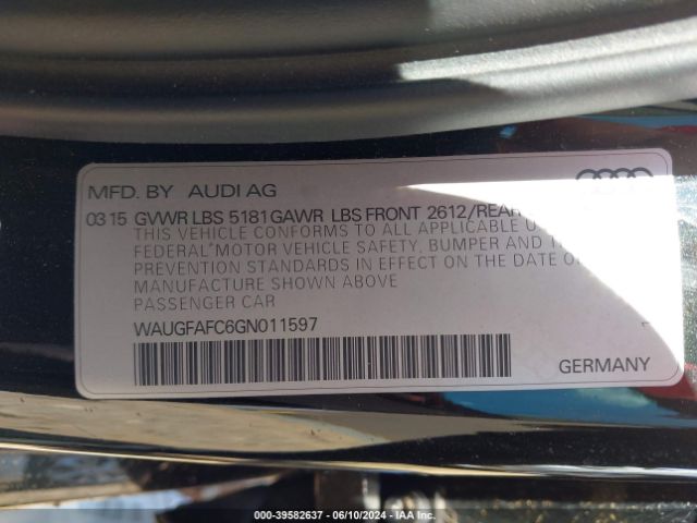 WAUGFAFC6GN011597 Audi A6 2.0t Premium Plus