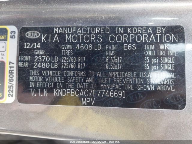 KNDPBCAC7F7746691 KIA Sportage Lx
