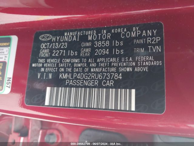 KMHLP4DG2RU673784 Hyundai Elantra Limited