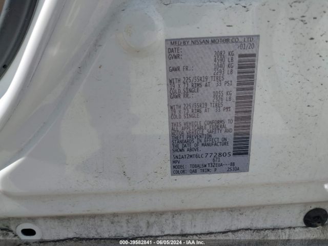 5N1AT2MT6LC772805 Nissan Rogue Sl Fwd