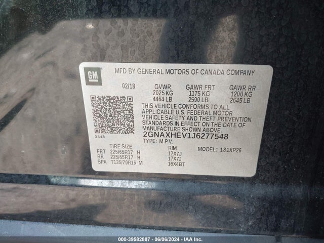 Chevrolet EQUINOX LS 2018 2GNAXHEV1J6277548 Image 9