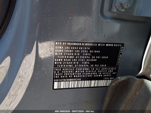 3VV1X7B28NM005248 Volkswagen Taos 1.5t Sel