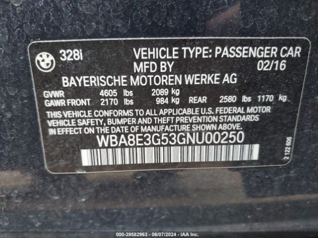WBA8E3G53GNU00250 BMW 328i Xdrive