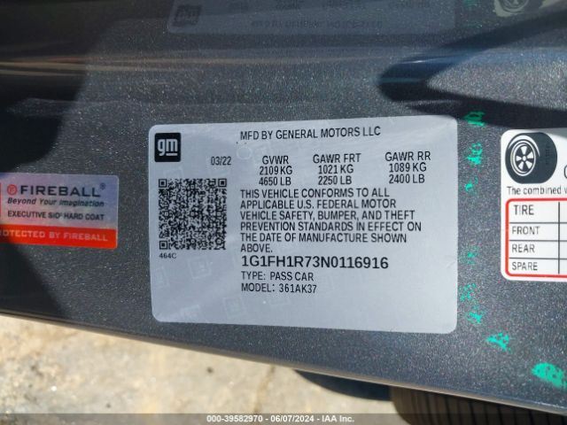 1G1FH1R73N0116916 Chevrolet Camaro Rwd  2ss