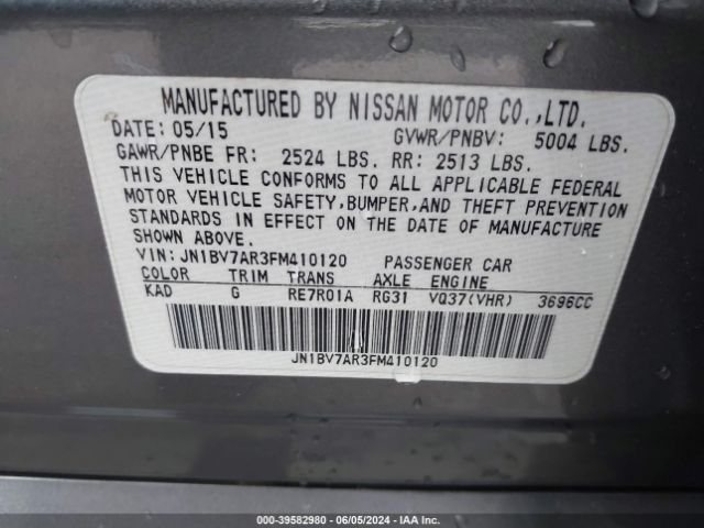 JN1BV7AR3FM410120 Infiniti Q50 SPORT