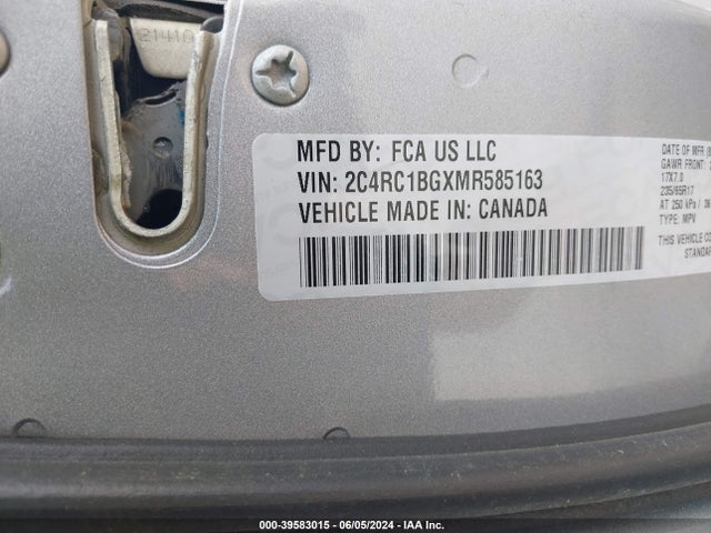 Chrysler Pacifica Touring L 2021 2C4RC1BGXMR585163 Image 9