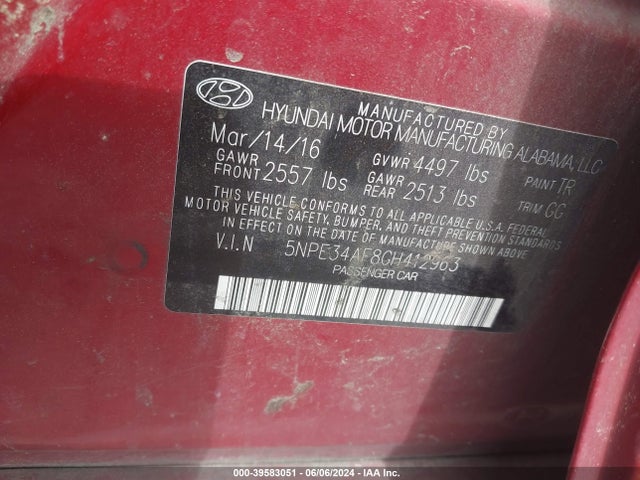 5NPE34AF8GH412963 Hyundai Sonata Sport