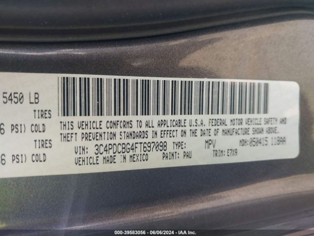 3C4PDCBG4FT697098 Dodge Journey Sxt