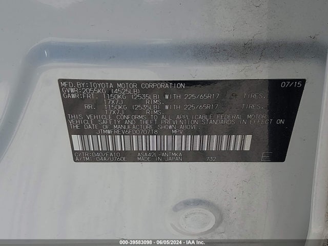 Toyota Rav4 Xle 2015 JTMWFREV6FD070718 Image 9