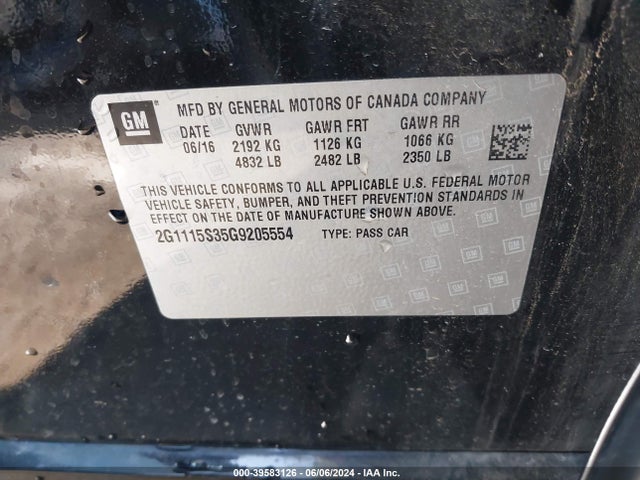 Chevrolet Impala 2lt 2016 2G1115S35G9205554 Image 9