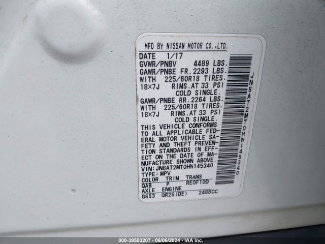 Nissan Rogue Sl 2017 JN8AT2MT0HW145340 Image 9