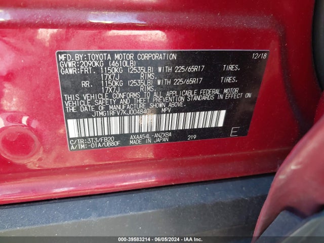 Toyota RAV4 LE 2019 JTMG1RFV7KJ004840 Image 9